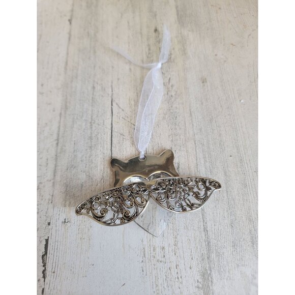 Unique metal owl bird wings ornament Xmas silver - Picture 6 of 6